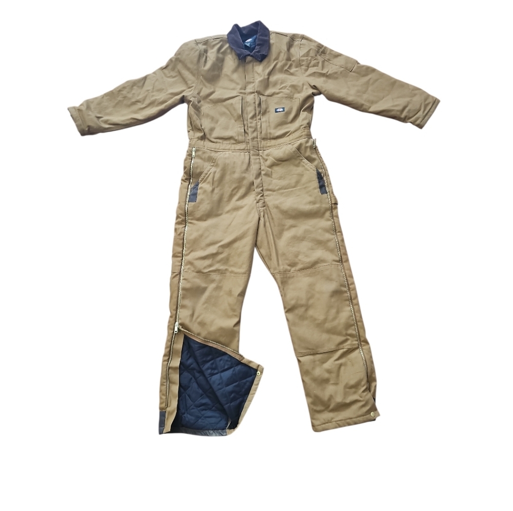 Dickies Men's Duck Zip-up Insulated Coveralls Tan Or Camel Color Sz L